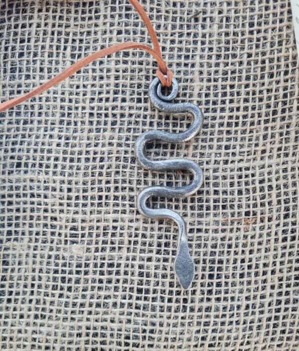 Hand Forged Snake Pendant - Viking Style Amulet / Pendant - Image 3