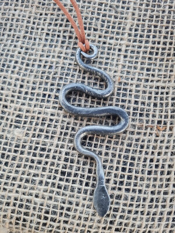 Hand Forged Snake Pendant - Viking Style Amulet / Pendant